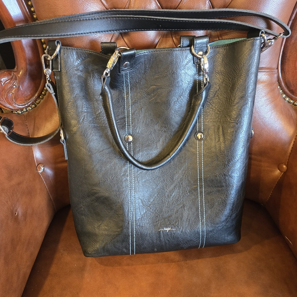Black Leather Tote Bag
